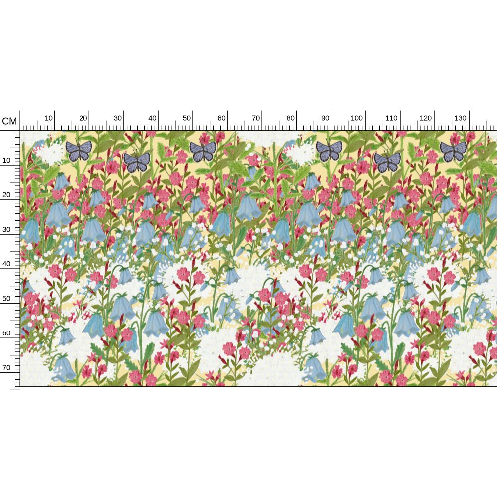 Tissu à motif répétitif de prairie fleurie