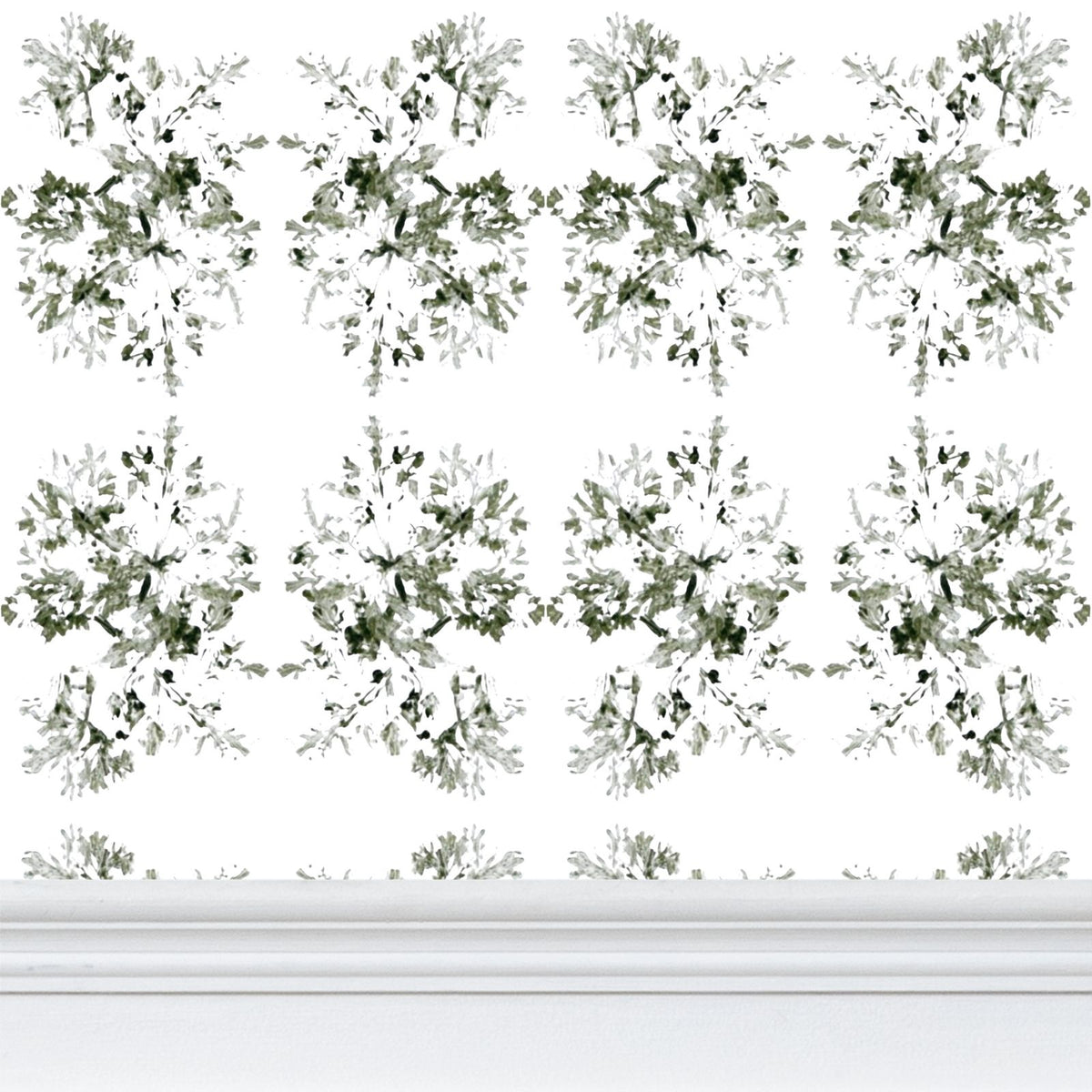 Green Botanical Abstract: Luxury Mirrored Wallpaper