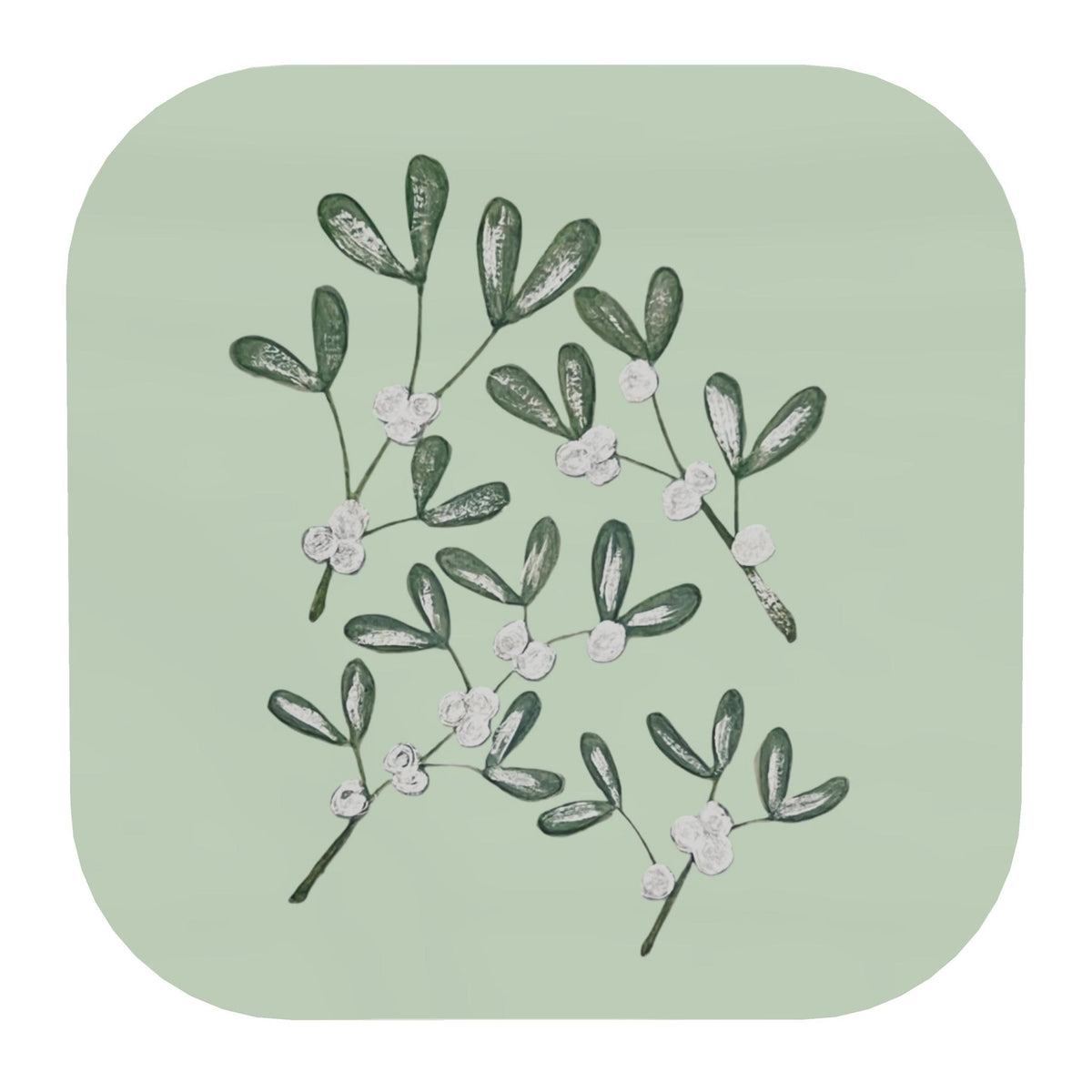 'Mistletoe Sage' High-Gloss Wooden Coasters