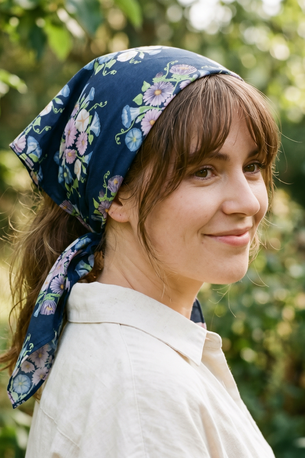 'Asters & Morning Glories' Luxury Bandana & Scarf Collection
