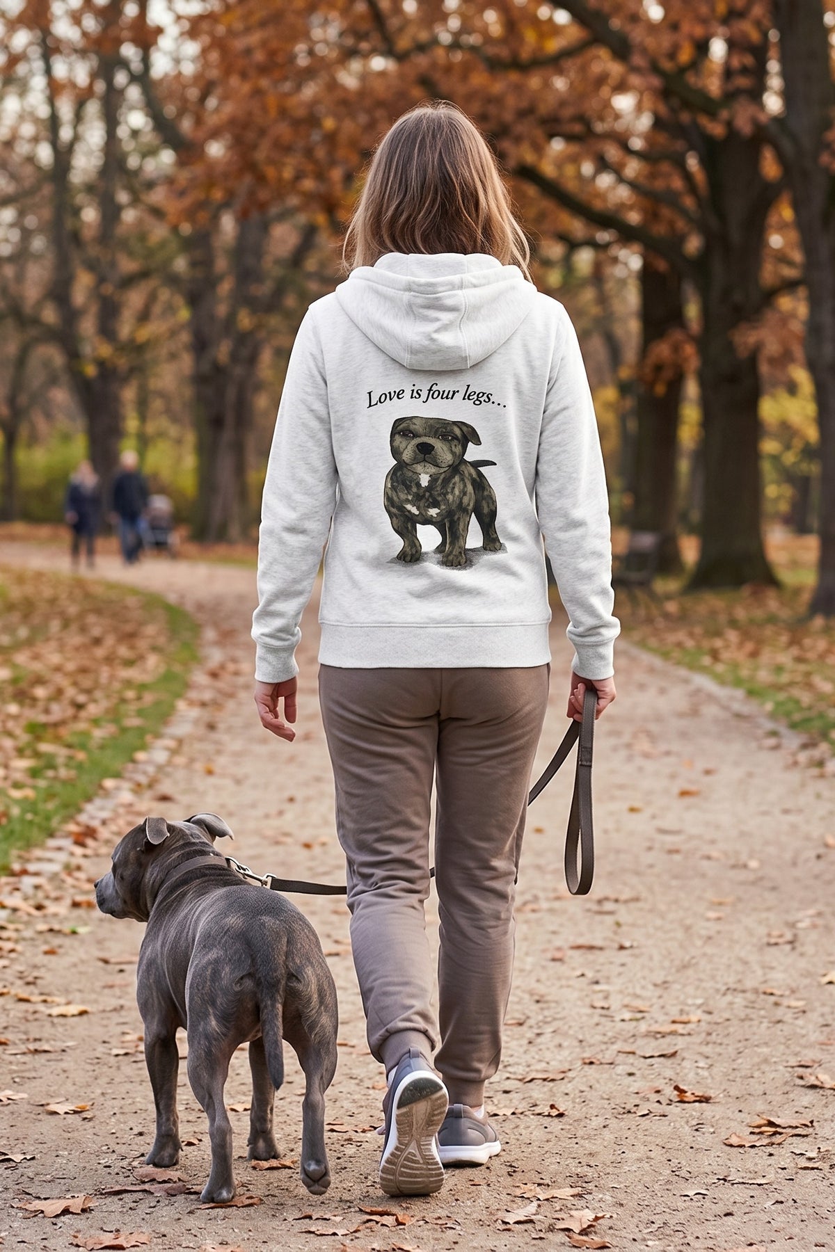 'Love is Four Legs . . .' - Blue Staffie Pullover Hoodie