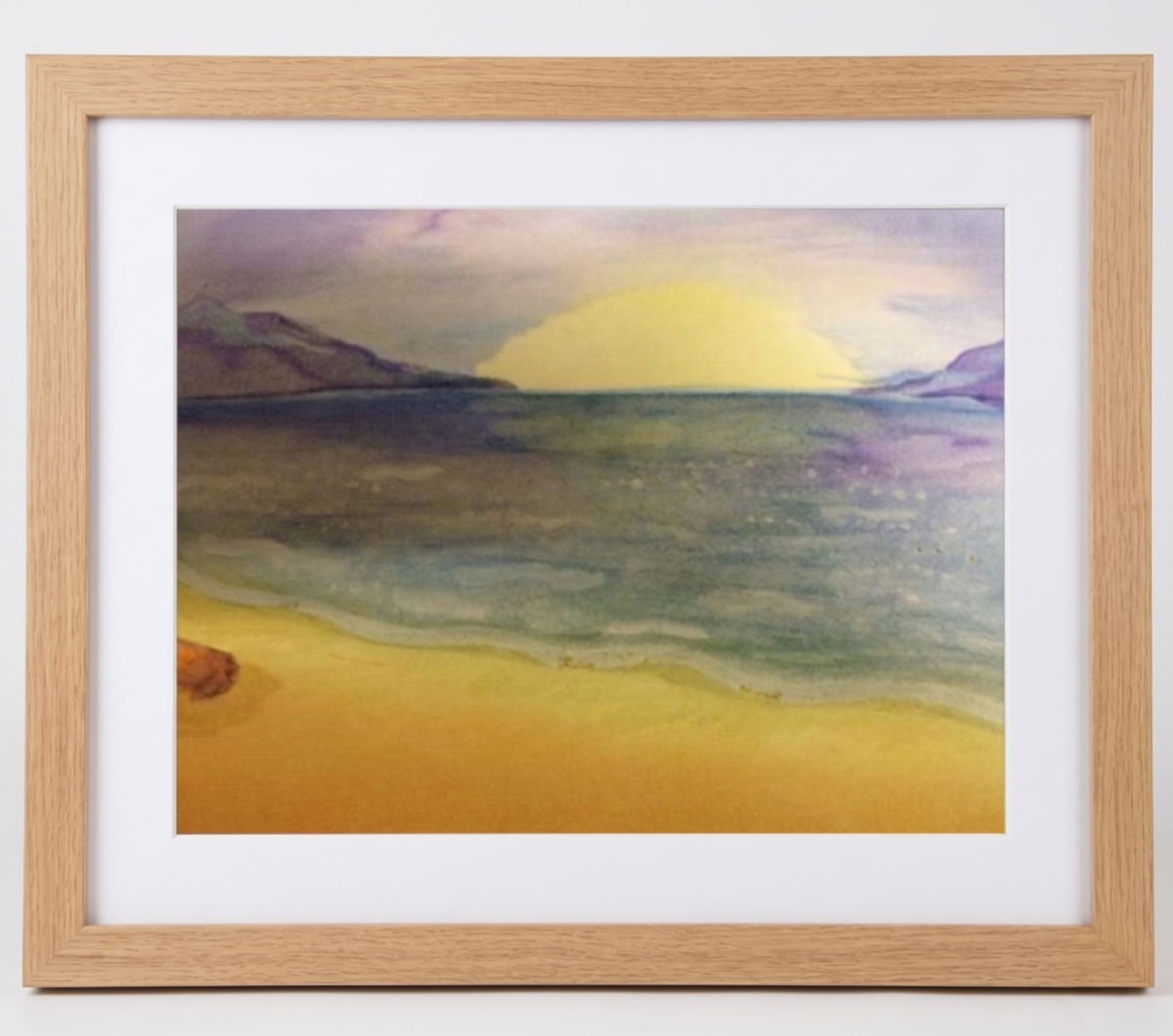 Sérénité au coucher du soleil – Aquarelle marine