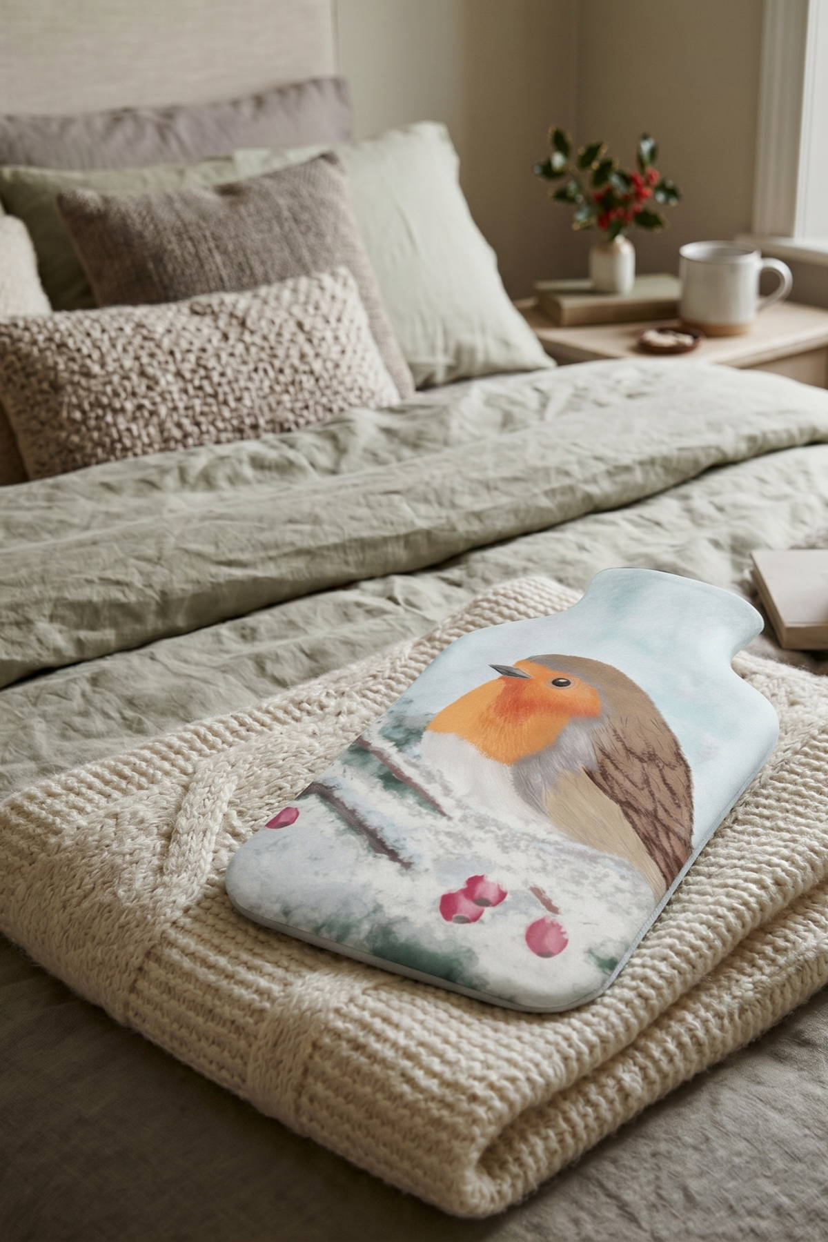 'Winter Robin' Luxury Hot Water Bottle