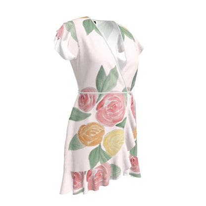 Robe-tablier en crêpe « Pétale de rose doux »