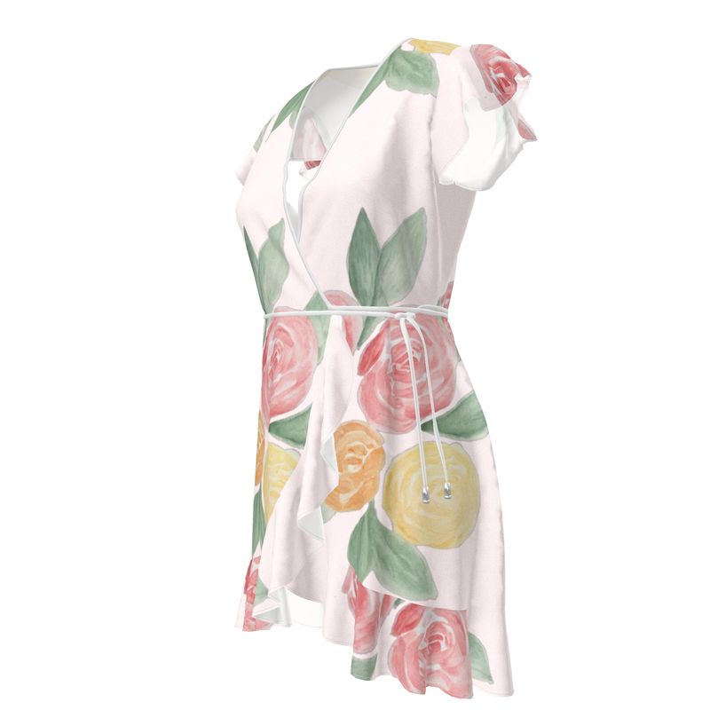 Robe-tablier en crêpe « Pétale de rose doux »