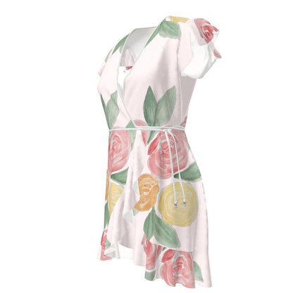 Robe-tablier en crêpe « Pétale de rose doux »