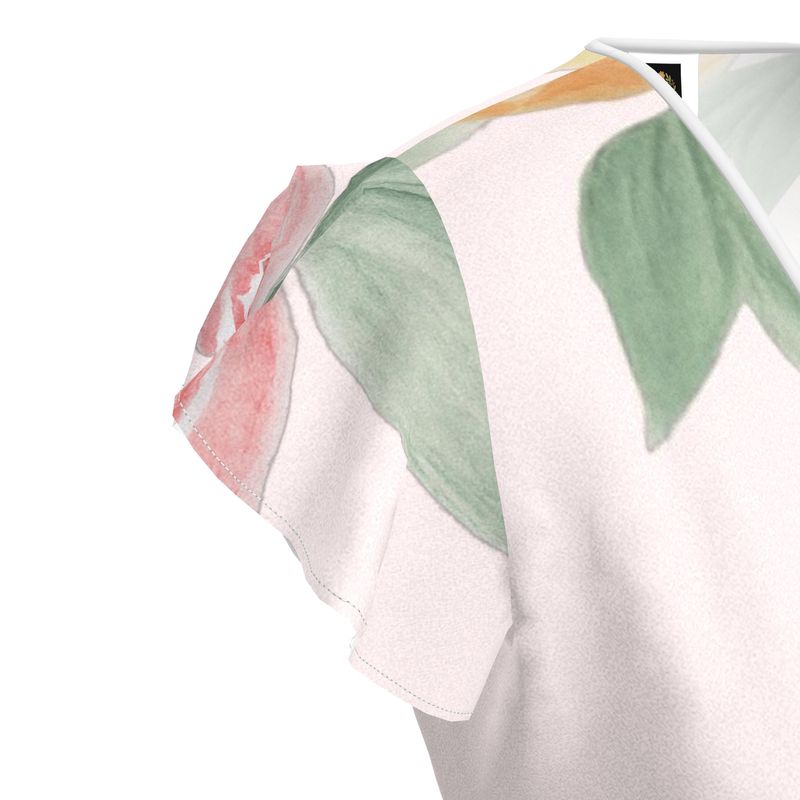 Robe-tablier en crêpe « Pétale de rose doux »