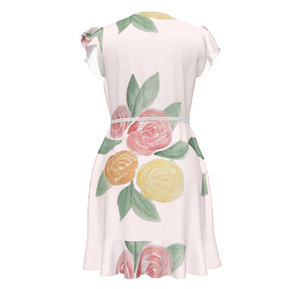 Robe-tablier en crêpe « Pétale de rose doux »