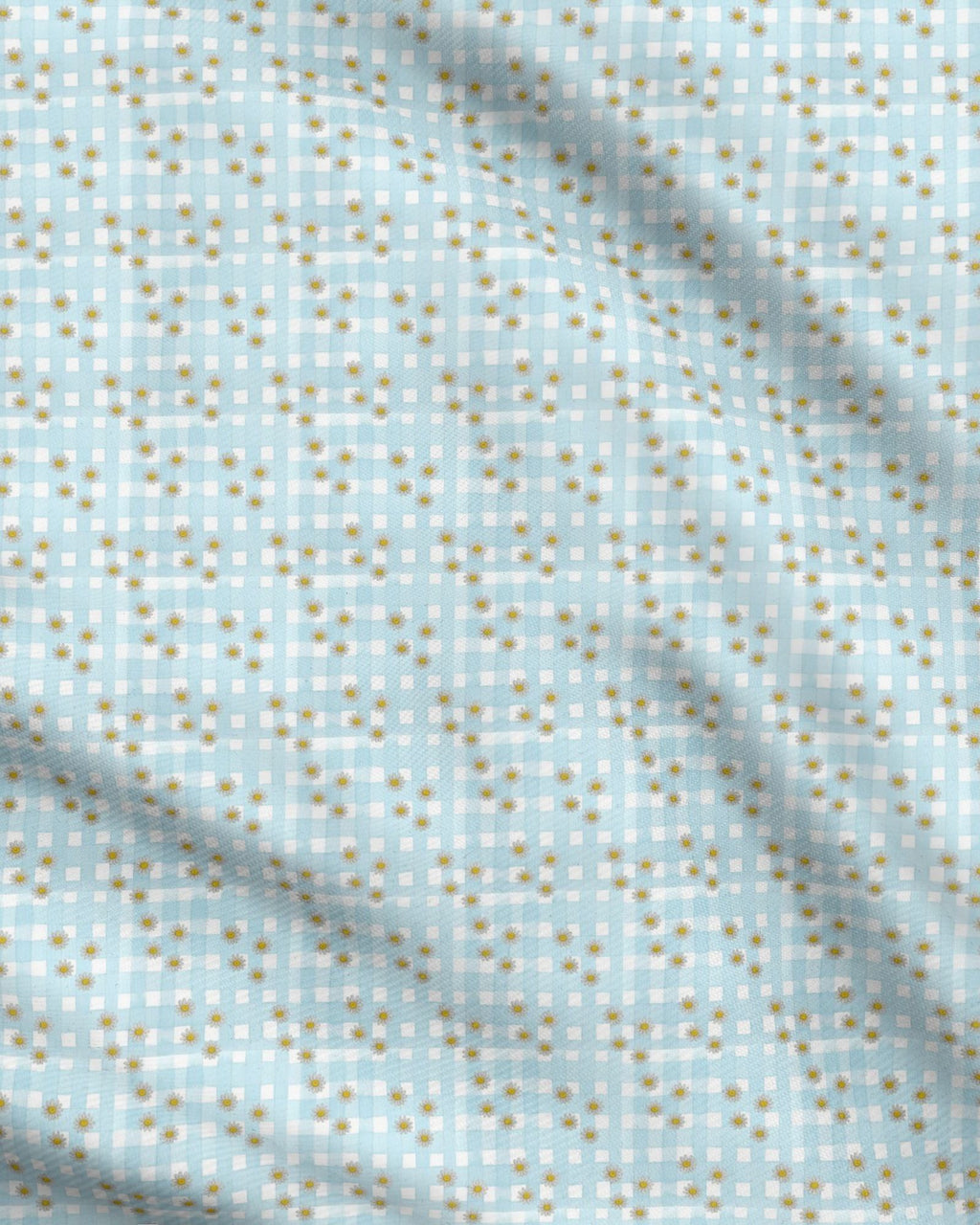Country Retro Blues Repeat Pattern Fabric