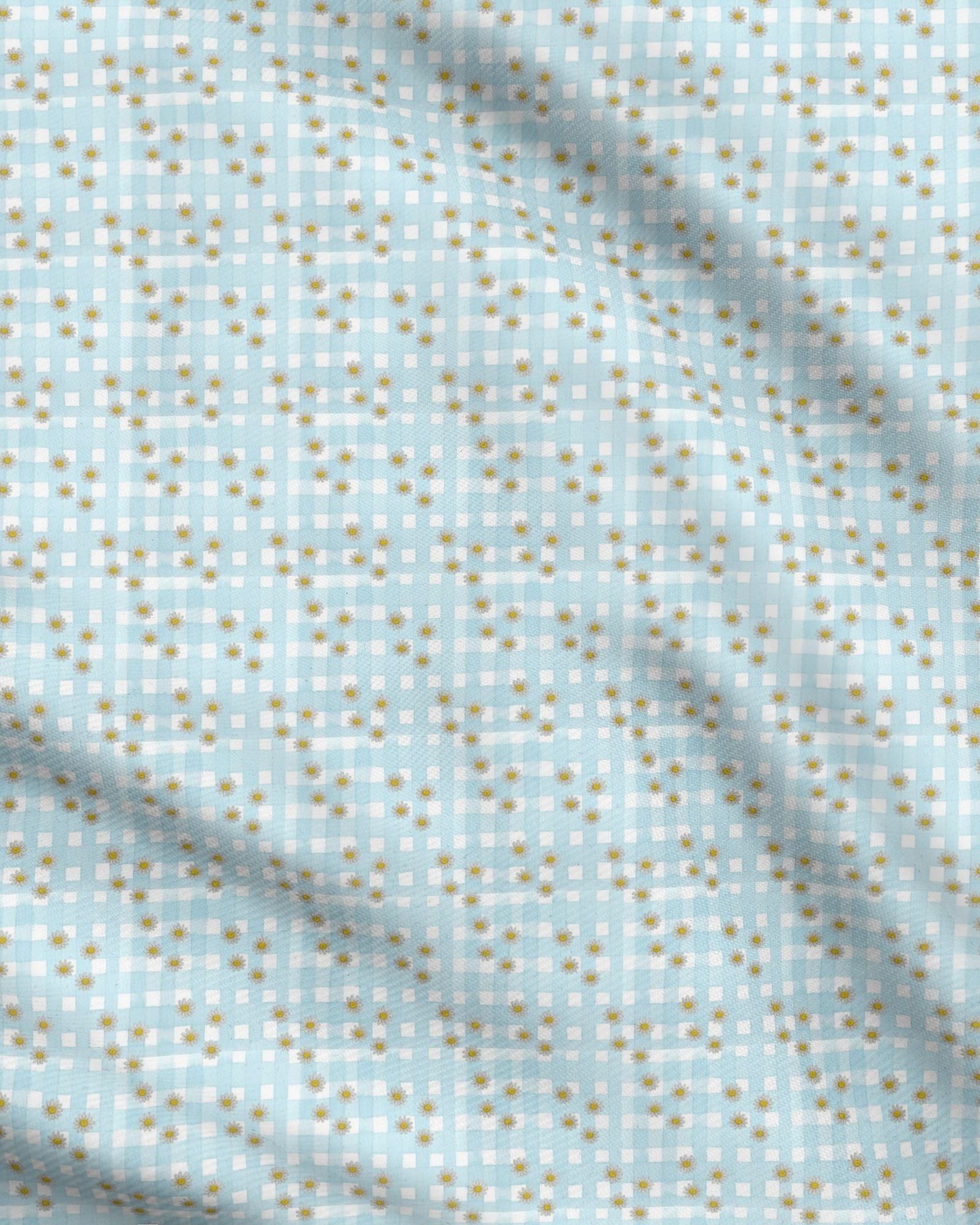 Country Retro Blues Repeat Pattern Fabric