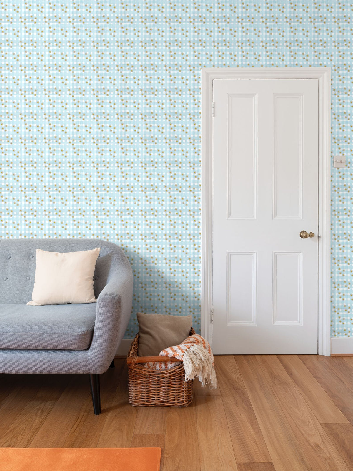 Carta da parati con motivo ripetuto "Country Retro Blues"