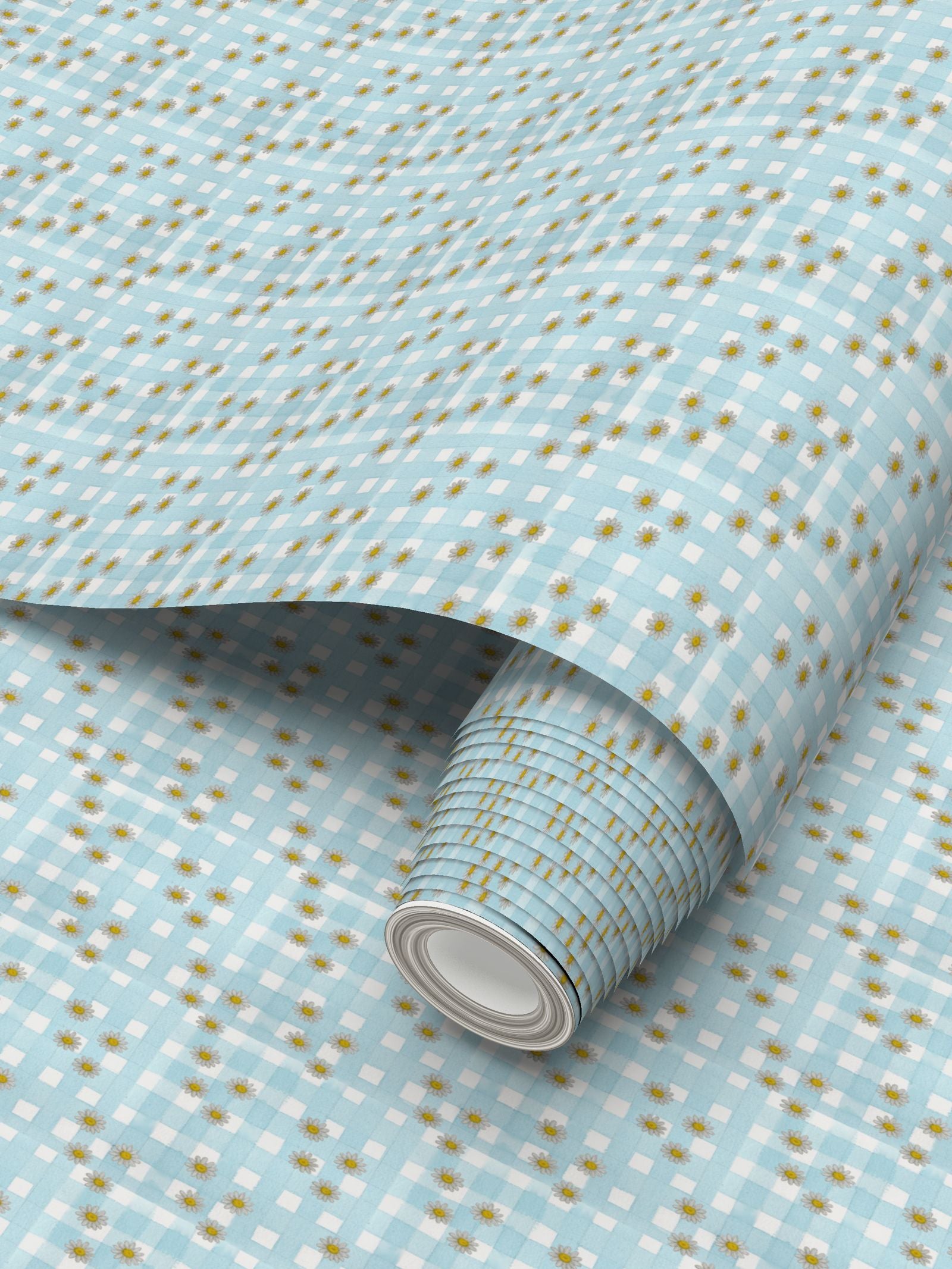 Country Retro Blues Repeat Pattern Wallpaper