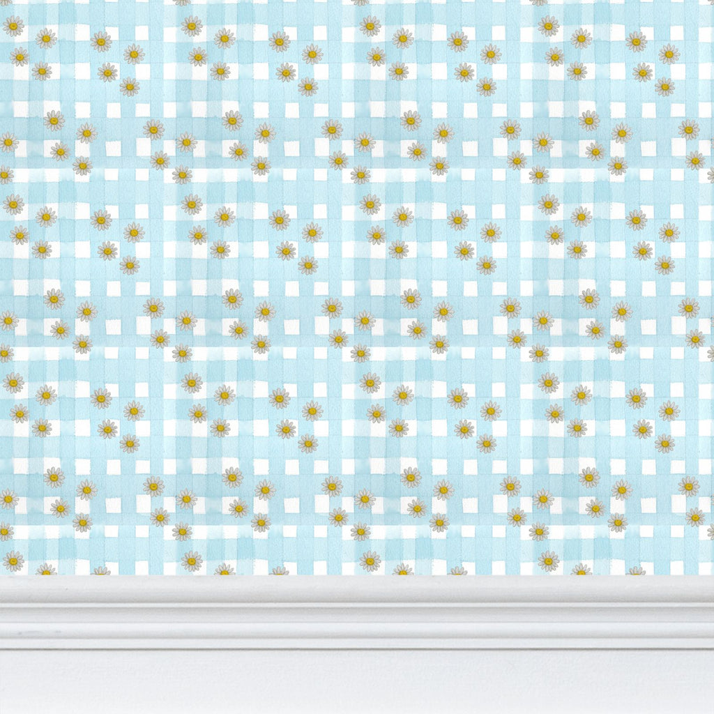Country Retro Blues Repeat Pattern Wallpaper