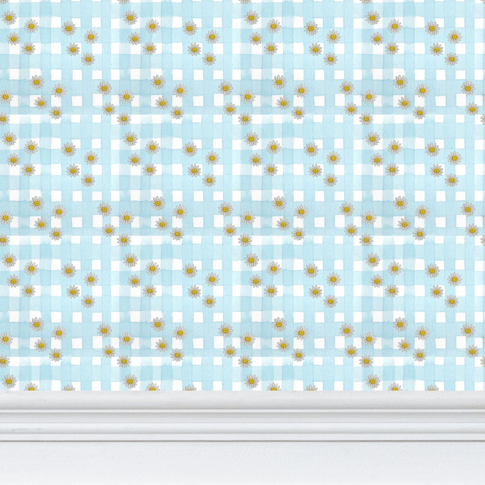 Country Retro Blues Repeat Pattern Wallpaper