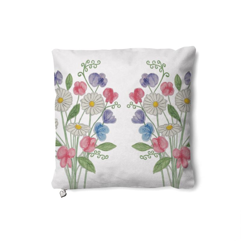 Daisies & Sweet Peas Throw Pillow