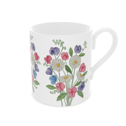 Daisies & Sweet Peas Bone China Mug
