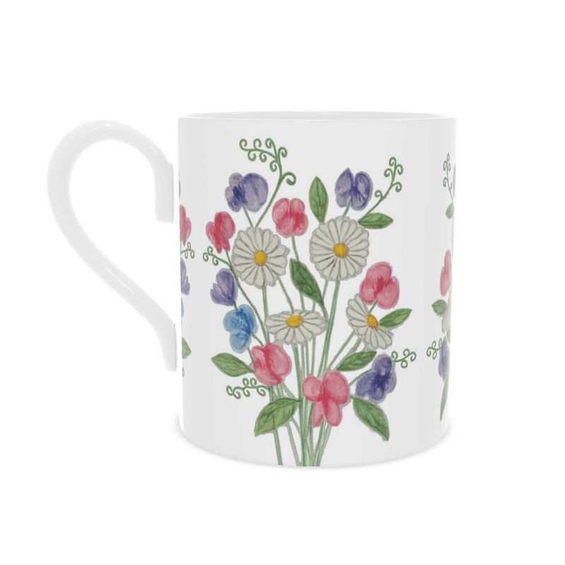 Daisies & Sweet Peas Bone China Mug