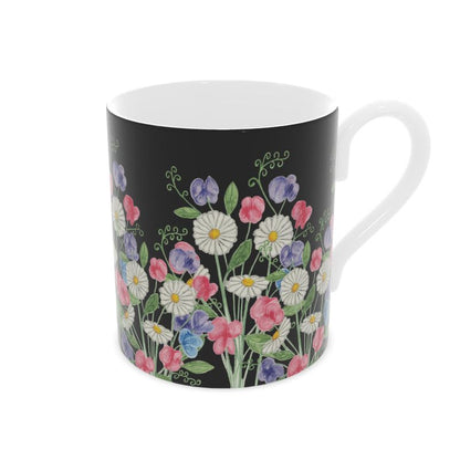 Tazza in Bone China Margherite e Piselli Odorosi – Edizione Noir Full Bloom