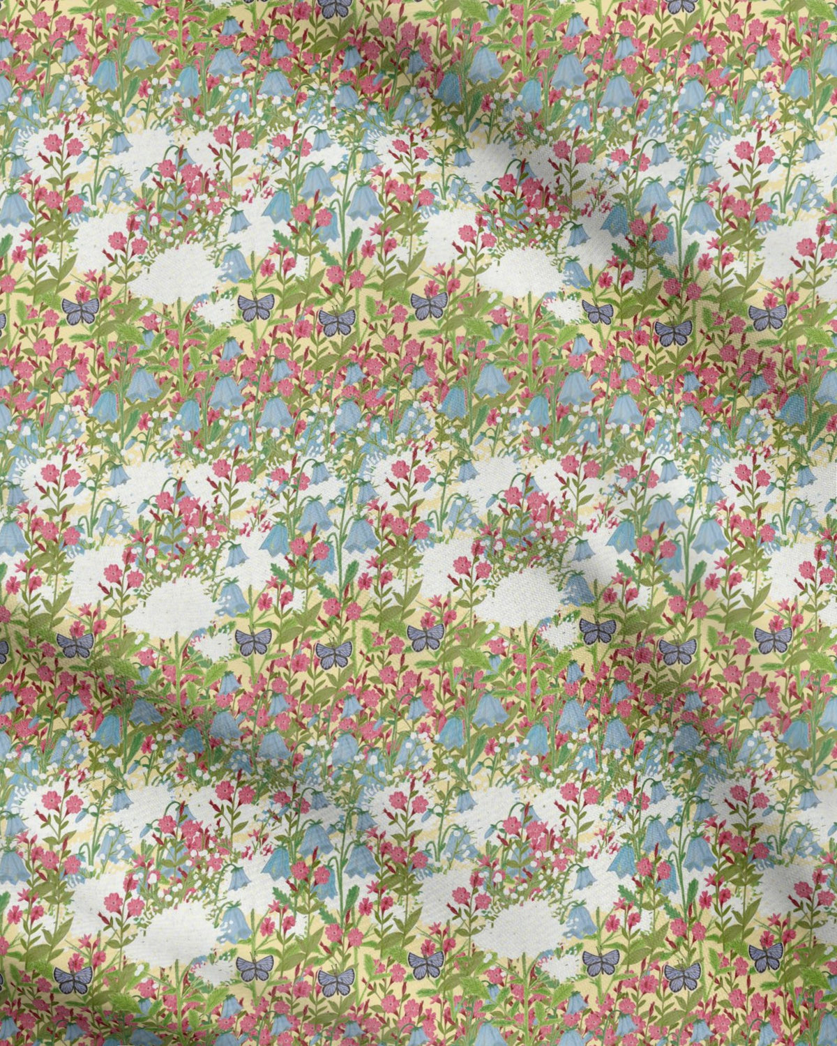 Tissu à motif répétitif de prairie fleurie