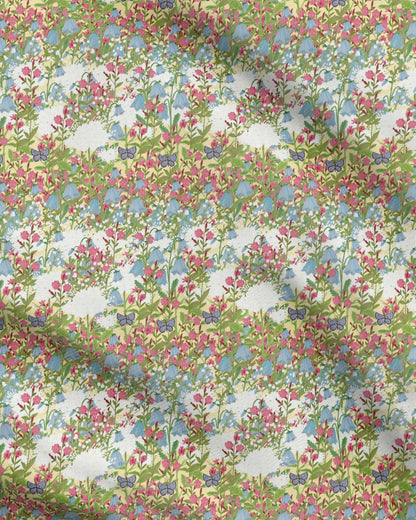 Tissu à motif répétitif de prairie fleurie
