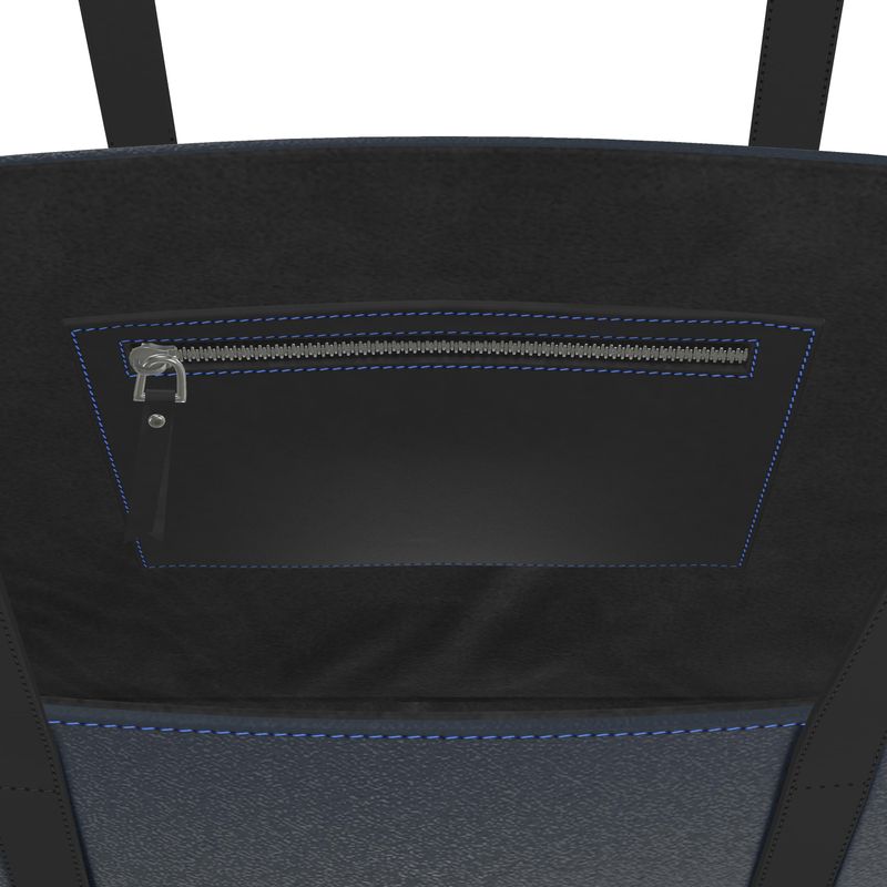 Sac cabas grand format en cuir Nappa artisanal, édition noire « Asters & Morning Glory »