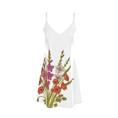 Glaïeuls et Coquelicots : Robe mi-longue nuisette irisée