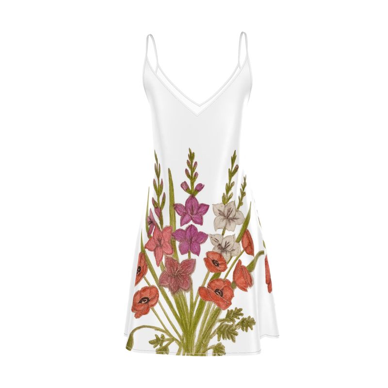 Glaïeuls et Coquelicots : Robe mi-longue nuisette irisée