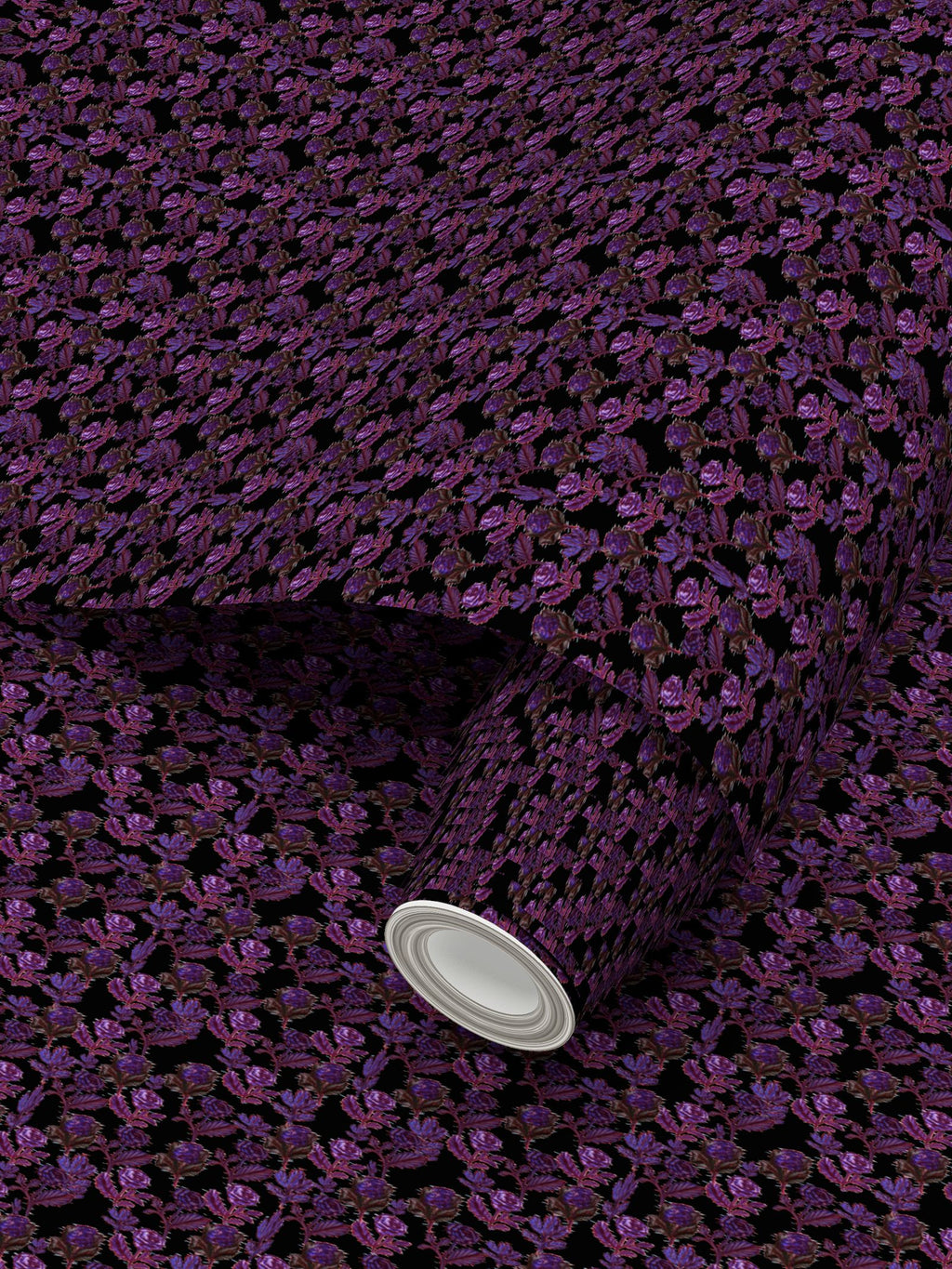 Botanical Glitch Repeat Pattern Wallpaper - Noir Edition