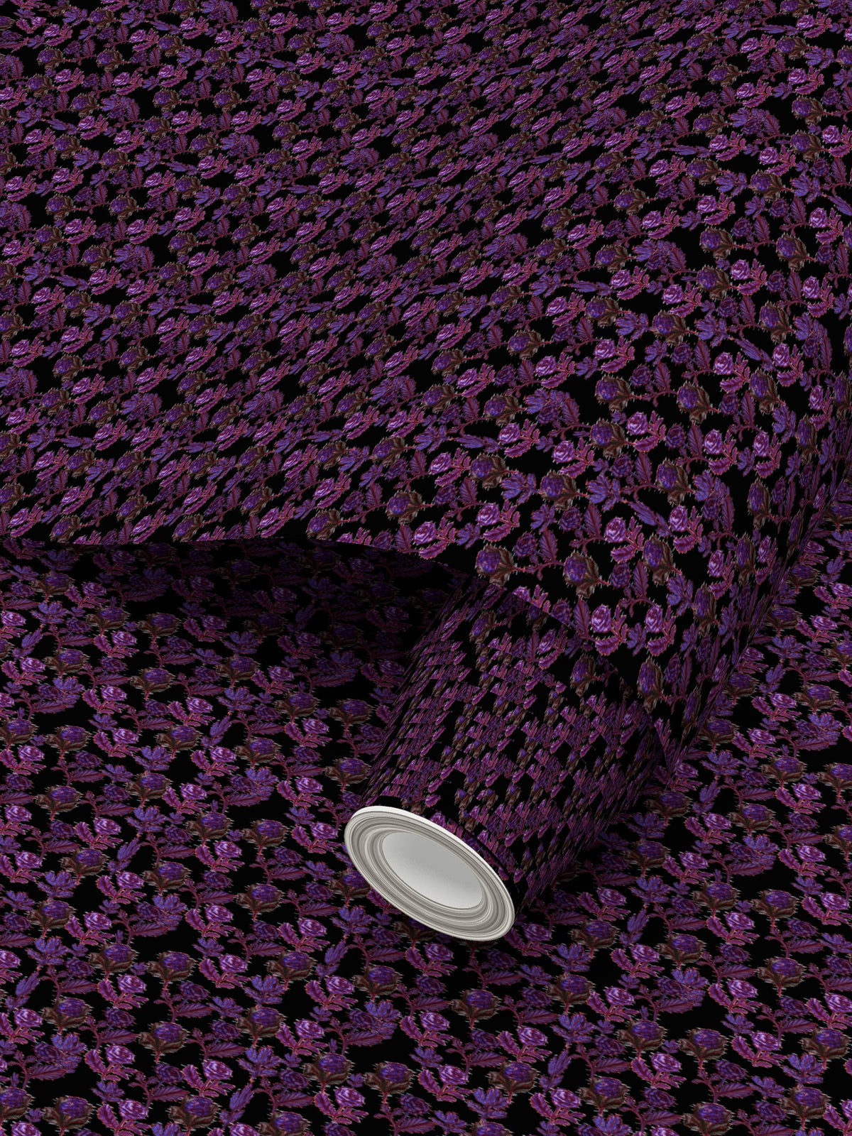 Papier peint à motif répétitif Botanical Glitch - Édition Noir