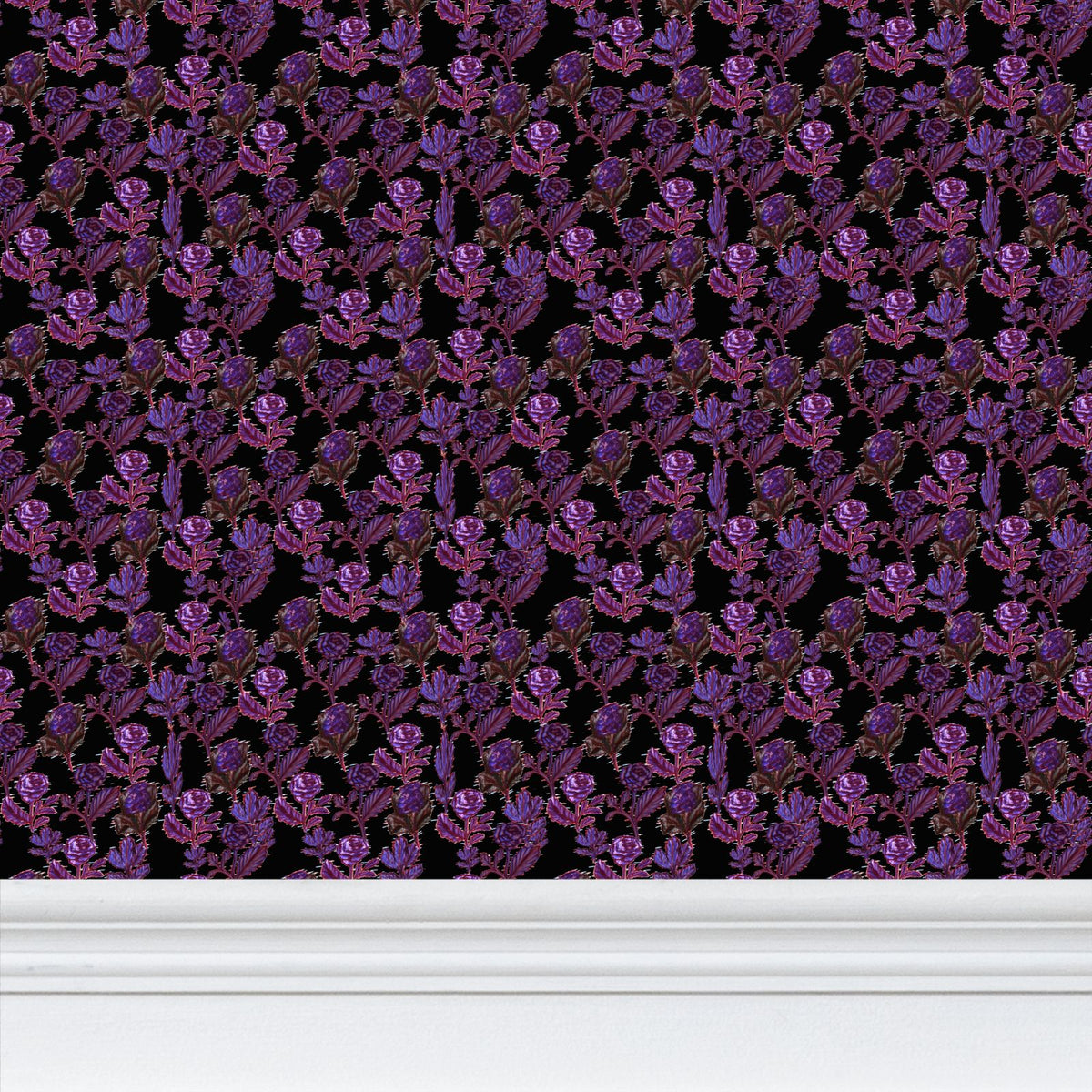 Papier peint à motif répétitif Botanical Glitch - Édition Noir
