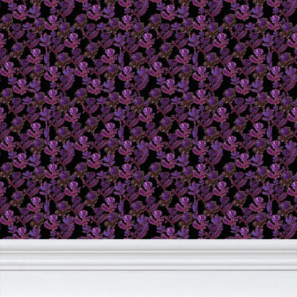 Papier peint à motif répétitif Botanical Glitch - Édition Noir