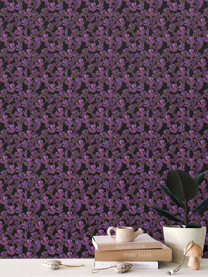 Papier peint à motif répétitif Botanical Glitch - Édition Noir