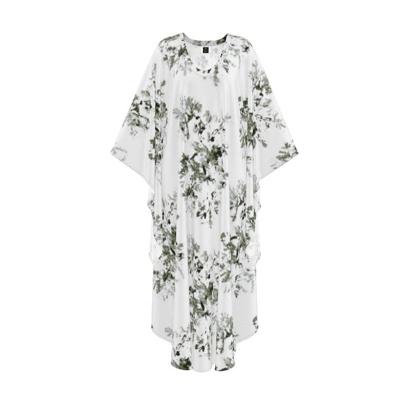 Botanical Abstract Silk Georgette Luxury Kaftan