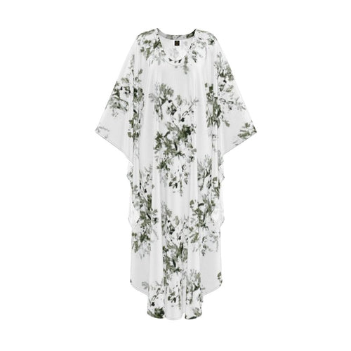 Botanical Abstract Silk Georgette Luxury Kaftan