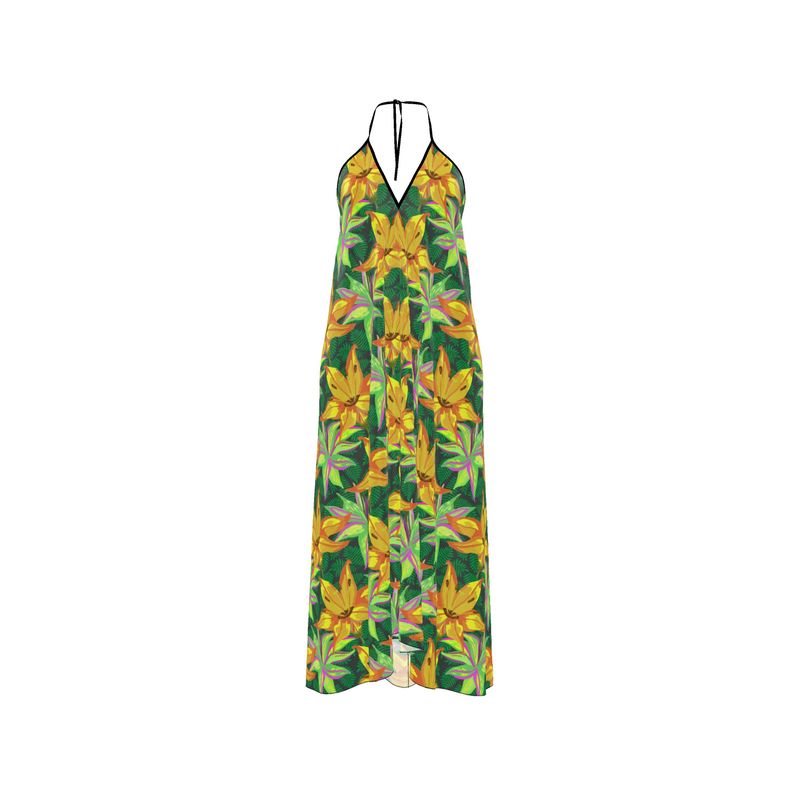 'Hot House Stripe' Halter Neck Maxi Dress