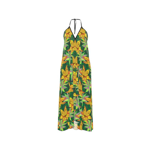'Hot House Stripe' Halter Neck Maxi Dress