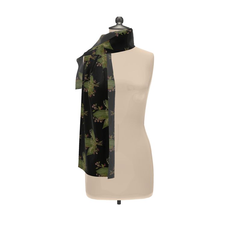 Hawthorn & Lily of the Valley: Noir Edition Silk Scarf