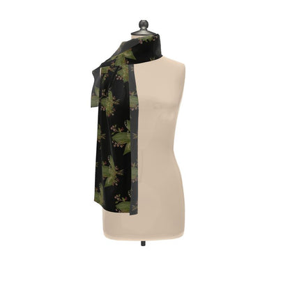 Hawthorn & Lily of the Valley: Noir Edition Silk Scarf