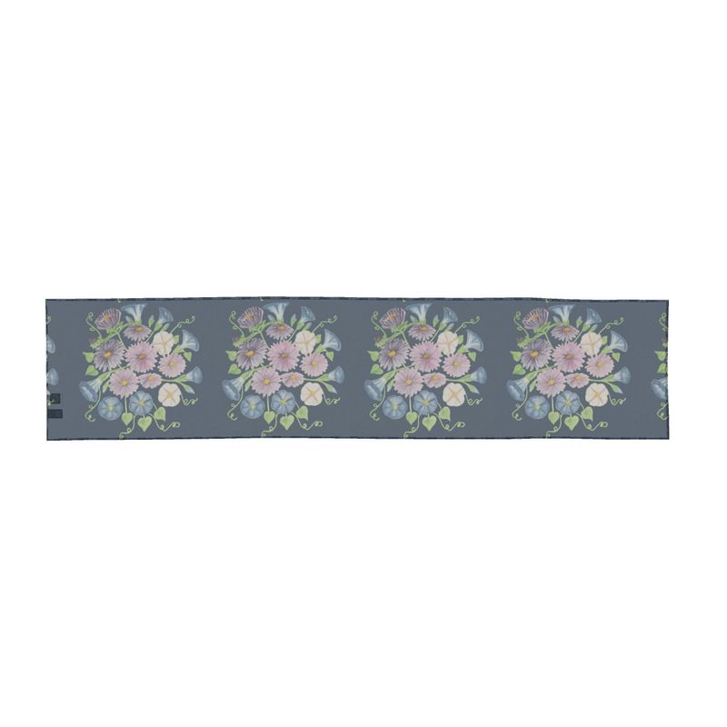 Asters & Morning Glory: Midnight Bloom Silk Scarf (Noir Edition)