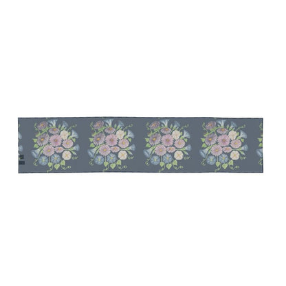 Asters & Morning Glory: Midnight Bloom Silk Scarf (Noir Edition)