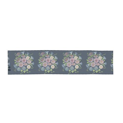 Asters & Morning Glory: Midnight Bloom Silk Scarf (Noir Edition)