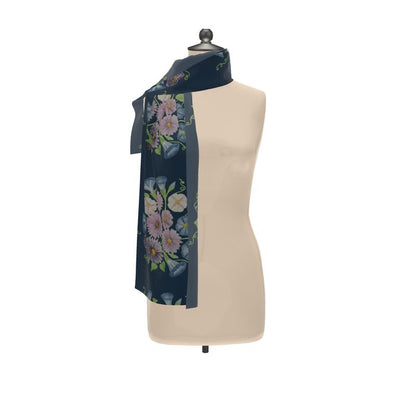 Asters & Morning Glory: Midnight Bloom Silk Scarf (Noir Edition)