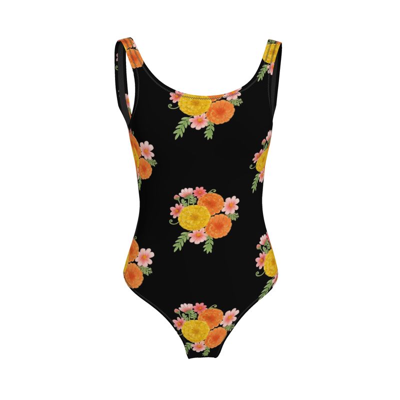 Marigolds & Cosmos: Midnight Bloom Swimsuit (Noir Edition)