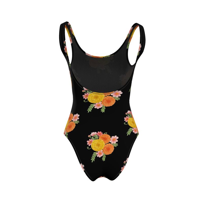 Marigolds & Cosmos: Midnight Bloom Swimsuit (Noir Edition)