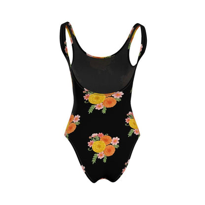 Marigolds & Cosmos: Midnight Bloom Swimsuit (Noir Edition)