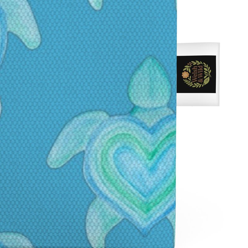 Sea Turtle & Aquamarine: Luxury Organic Canvas Tote Bag