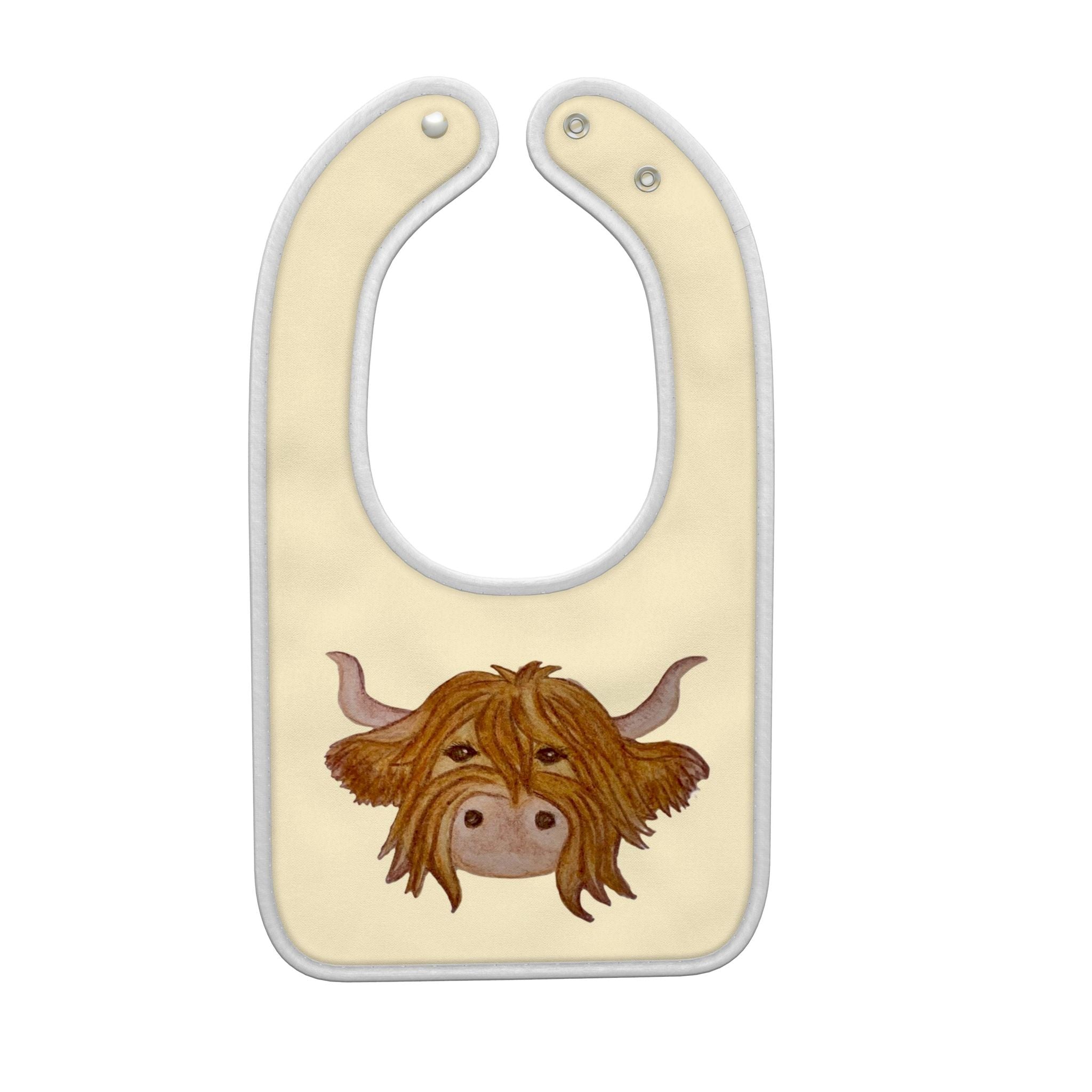Highland Cow: Premium Watercolour Baby Bib