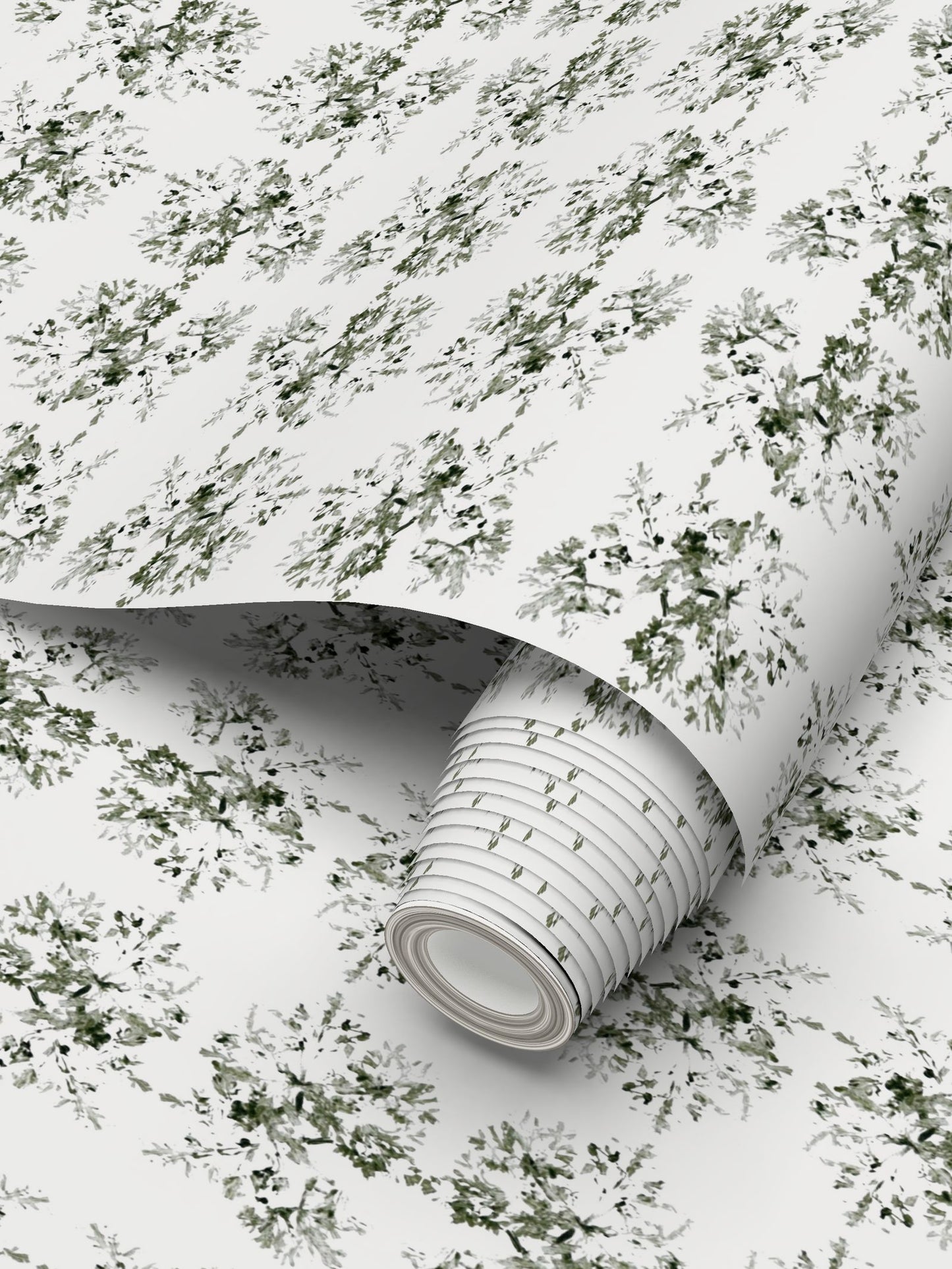 Green Botanical Abstract: Luxury Mirrored Wallpaper
