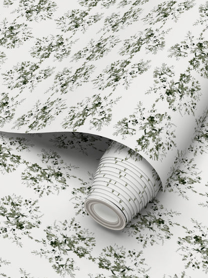 Green Botanical Abstract: Luxury Mirrored Wallpaper