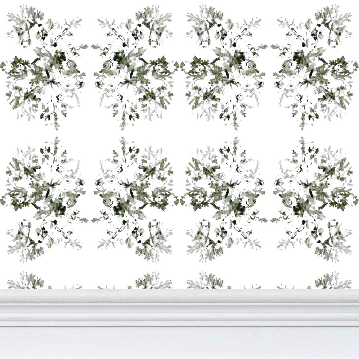 Green Botanical Abstract: Luxury Mirrored Wallpaper